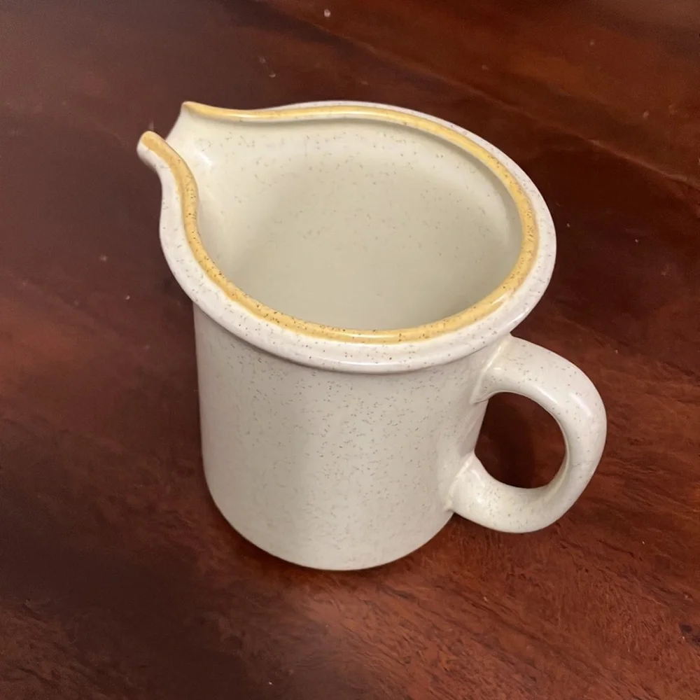 Vintage Hearthside Garden Festival Stoneware Creamer Yellow Rim Speckled Japan